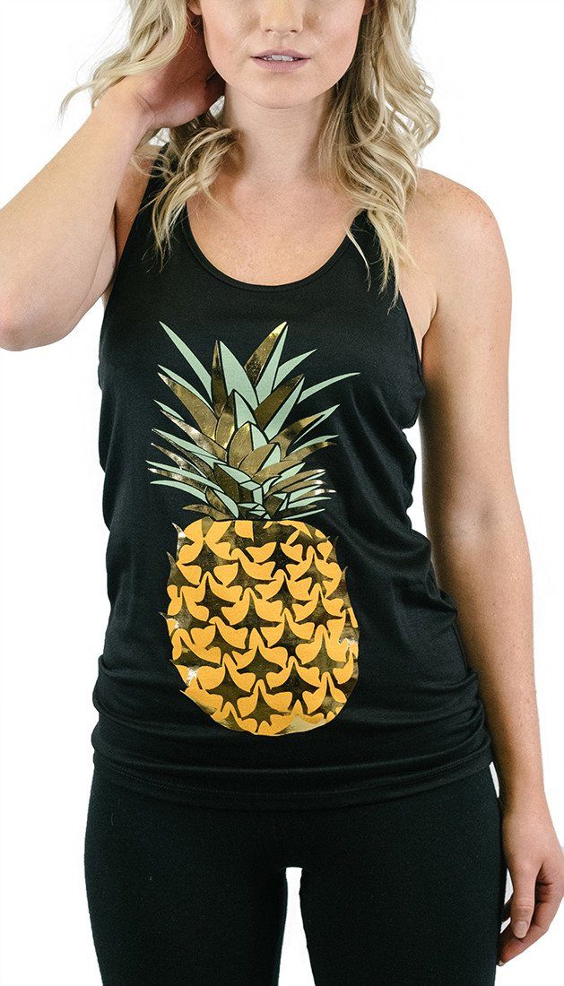 Niobe Clothing Gold Pineapple Racerback Tank Top - Tank Tops g_tanktops