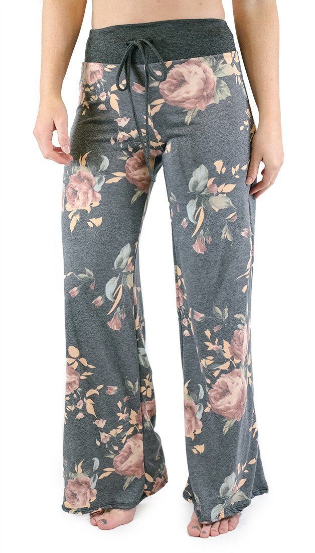 12Pm Mon Ami Charcoal Roses Casual Lounge Pants - f_bottoms