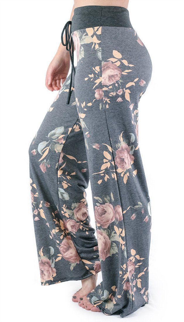 12Pm Mon Ami Charcoal Roses Casual Lounge Pants - f_bottoms