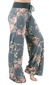 Charcoal Roses Casual Lounge Pants pants- Niobe Clothing