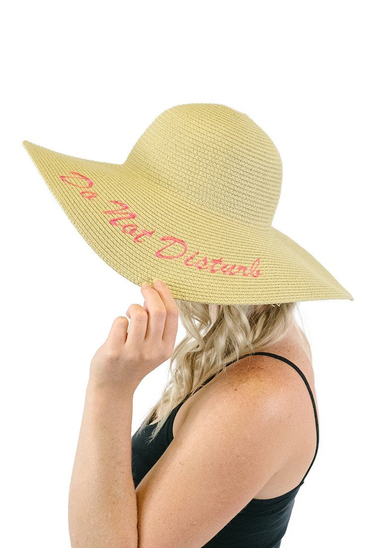 Niobe Clothing 'Do Not Disturb' Embroidered Floppy Sun Straw Hat in Natural - Hats