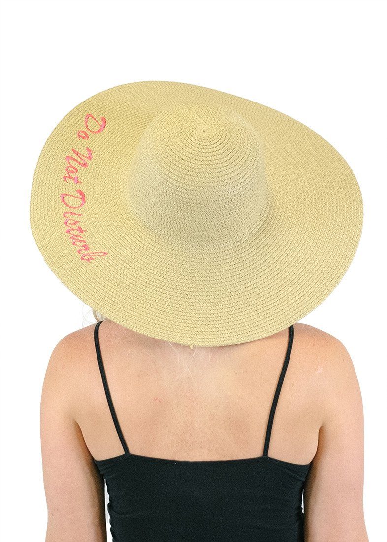 Niobe Clothing 'Do Not Disturb' Embroidered Floppy Sun Straw Hat in Natural - Hats