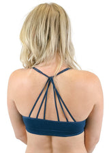 Niobe Clothing Seamless Strappy Racerback Padded Bralette (Navy) - Bras