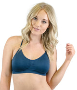 Niobe Clothing Seamless Strappy Racerback Padded Bralette (Navy) - Bras