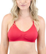 Niobe Clothing Seamless Strappy Racerback Padded Bralette (Red) - Bras