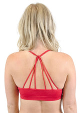 Niobe Clothing Seamless Strappy Racerback Padded Bralette (Red) - Bras