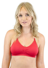 Niobe Clothing Seamless Strappy Racerback Padded Bralette (Red) - Bras
