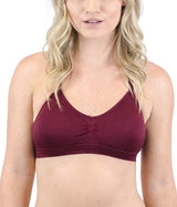 Niobe Clothing Seamless Strappy Racerback Padded Bralette (Wine) - Bras