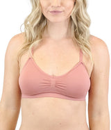Niobe Clothing Seamless Strappy Racerback Padded Bralette (Peach) - Bras