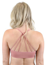 Niobe Clothing Seamless Strappy Racerback Padded Bralette (Peach) - Bras