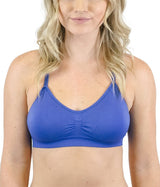 Niobe Clothing Seamless Strappy Racerback Padded Bralette (Violet Blue) - Bras