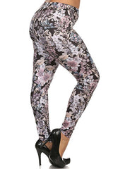 Niobe Clothing Floral Design Plus Size Leggings - leggings