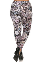Niobe Clothing Floral Design Plus Size Leggings - leggings