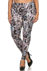 Niobe Clothing Floral Design Plus Size Leggings - leggings