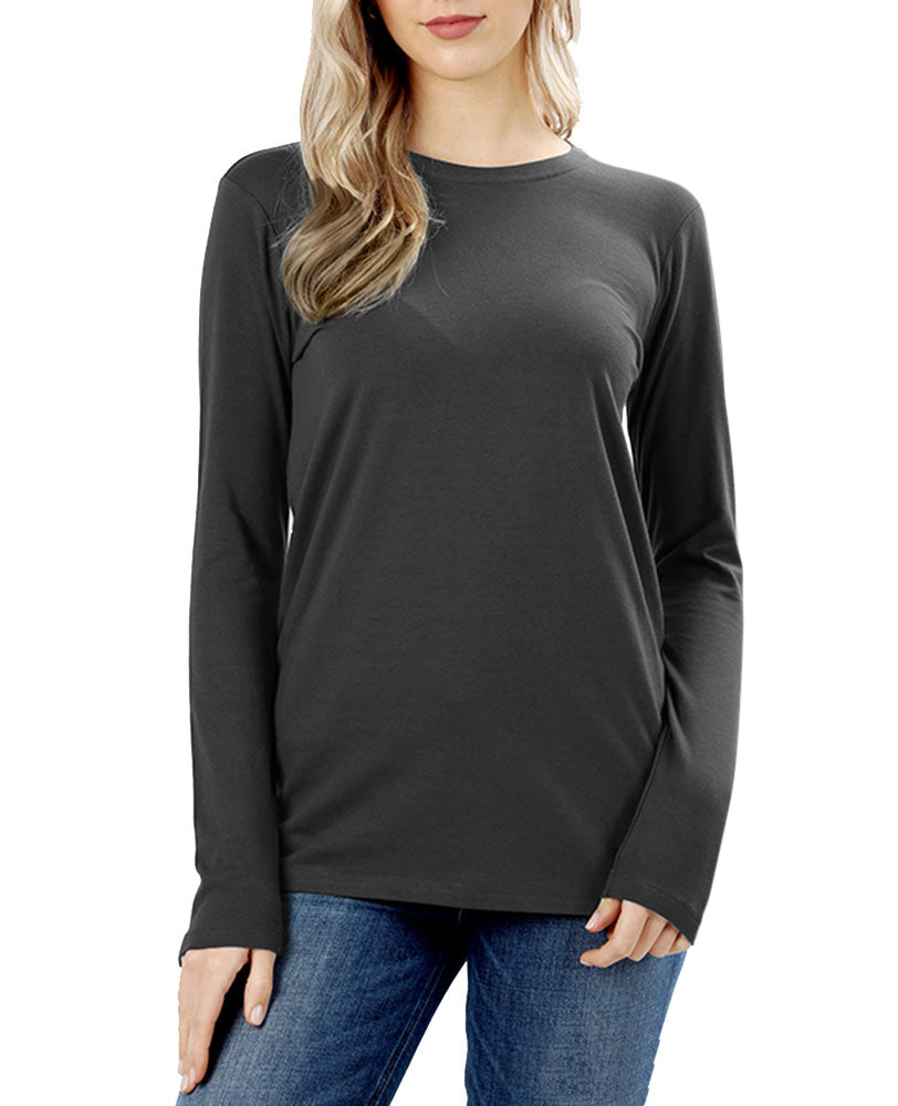 Zenana Cotton Long Sleeve Crew Neck Shirt - Shirts sb_tops