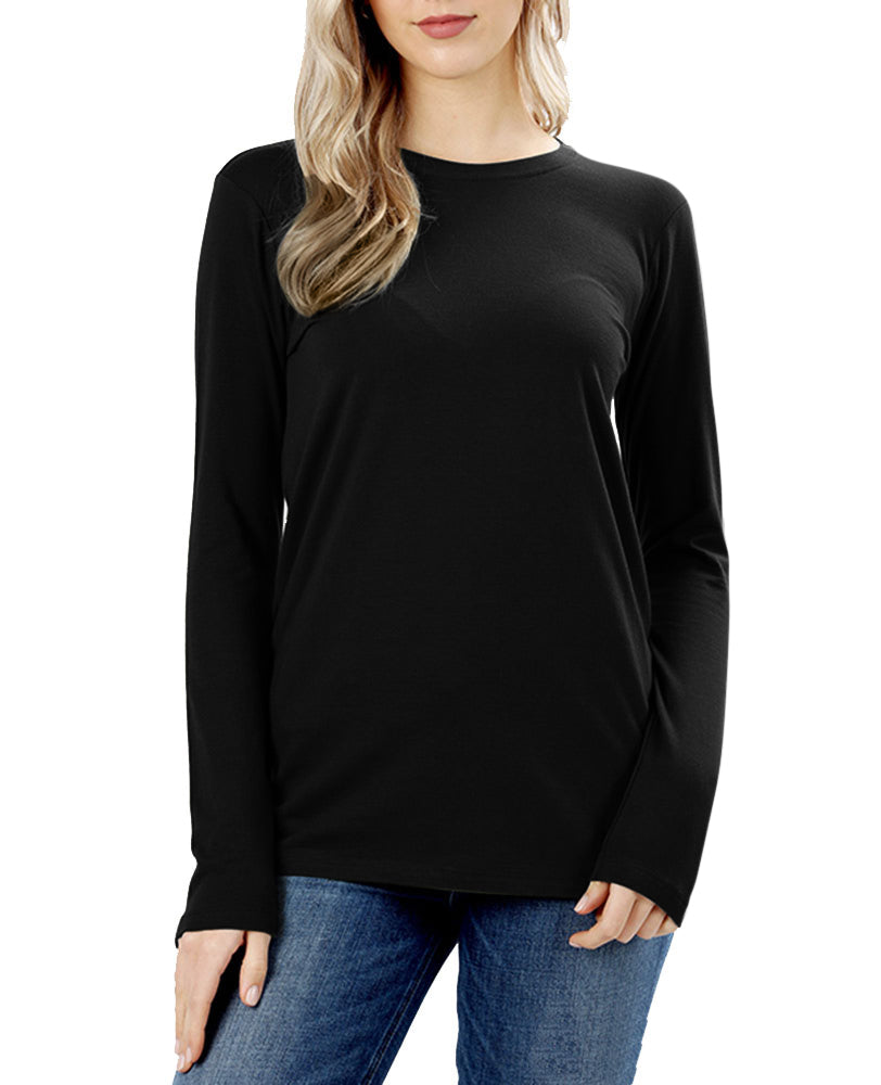 Zenana Cotton Long Sleeve Crew Neck Shirt - Shirts sb_tops