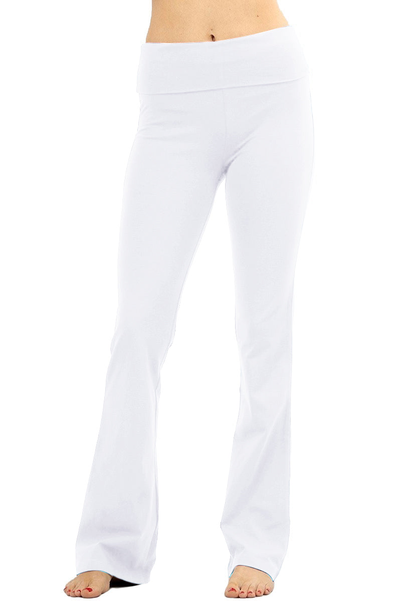 EFJONE Women's Flare Pants White Yoga Basic  