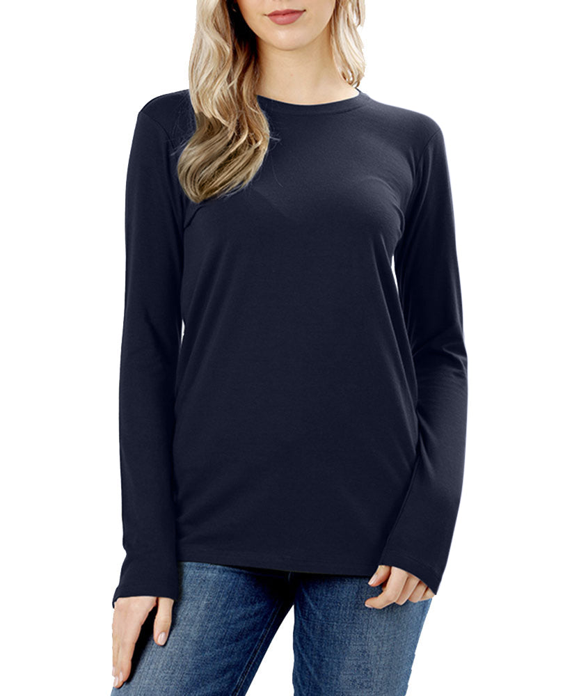 Zenana Cotton Long Sleeve Crew Neck Shirt - Shirts sb_tops