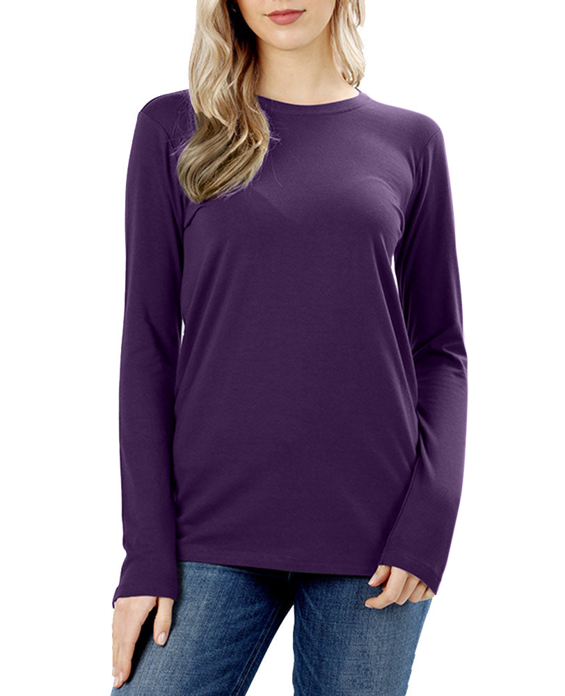 Zenana Cotton Long Sleeve Crew Neck Shirt - Shirts sb_tops