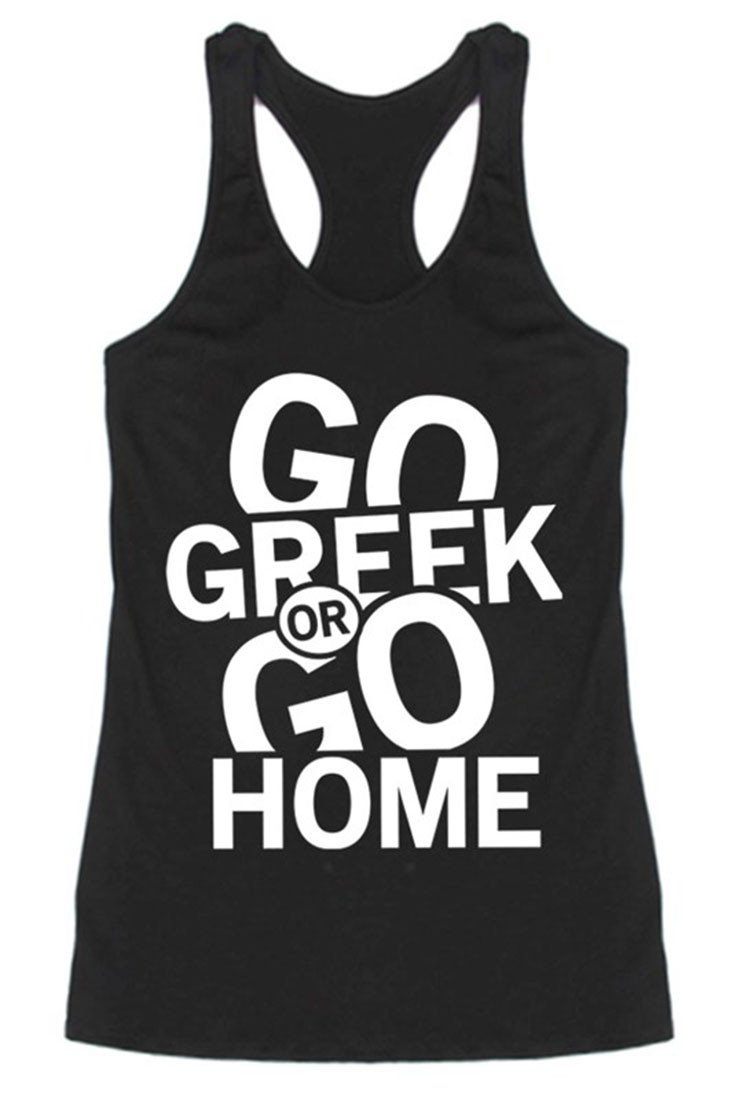 Niobe Clothing Go Greek or Go Home Racerback Tank Top - Tank Tops g_tanktops