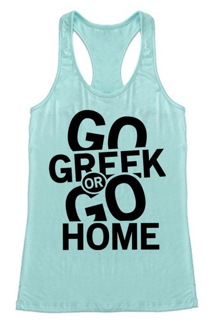 Niobe Clothing Go Greek or Go Home Racerback Tank Top - Tank Tops g_tanktops