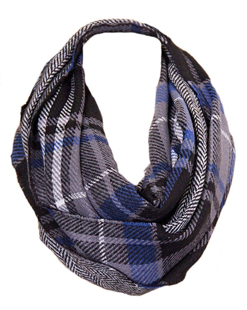 Soft Classic Checkered Plaid Infinity Loop Scarf Scarves- Niobe Clothing