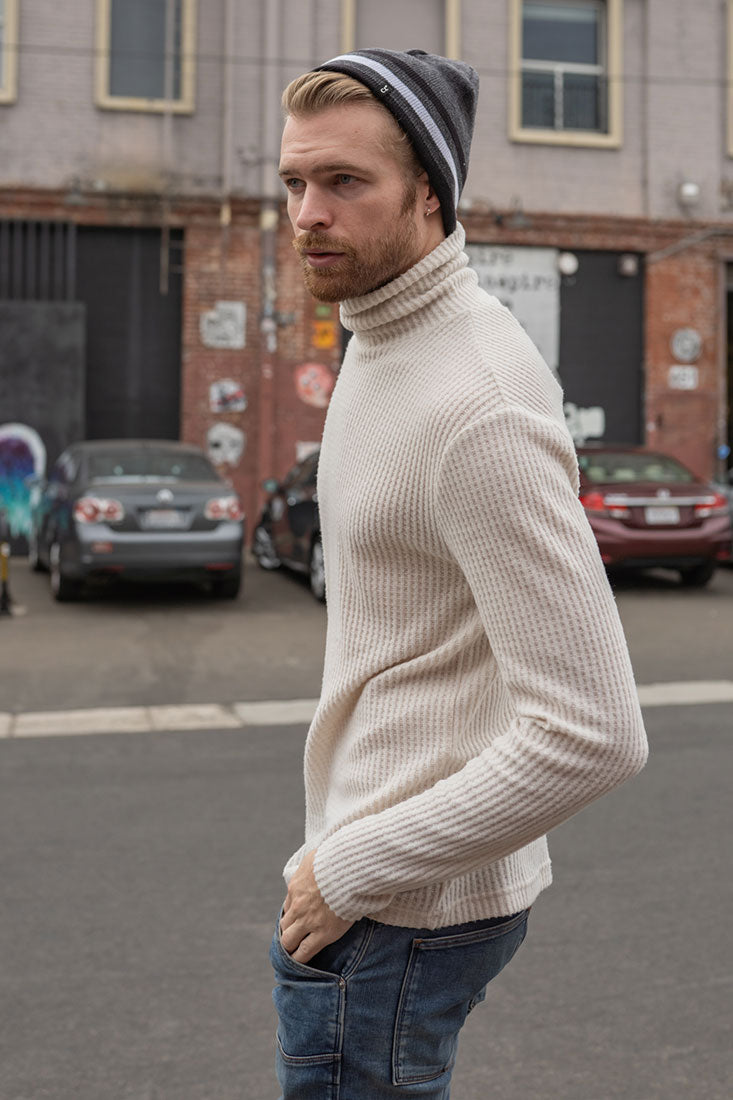 Striped-Trim Reversible Knit Beanie