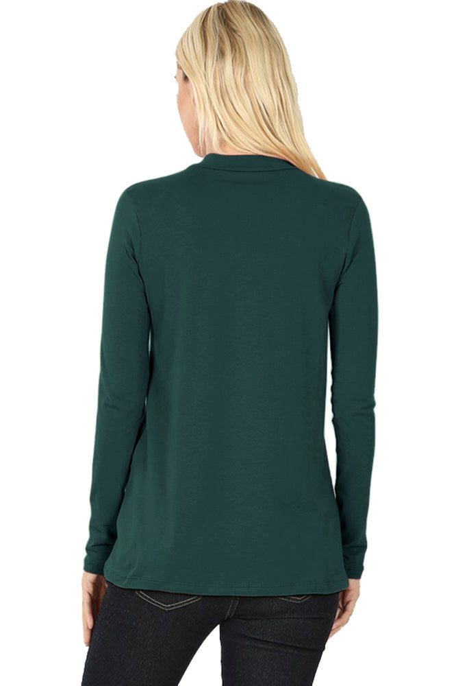 Zenana Cotton Long Sleeve Mock Neck - Shirts sb_tops
