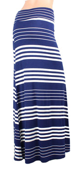 Niobe Clothing Navy White Stripe Printed Maxi Skirt - Skirts