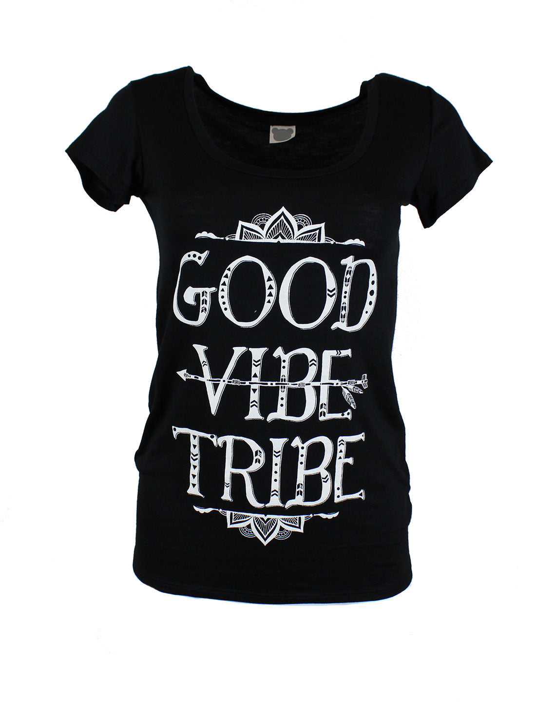 Niobe Clothing Good Vibe Tribe Scoop Neck Shirt in Black - T-Shirts g_shirts