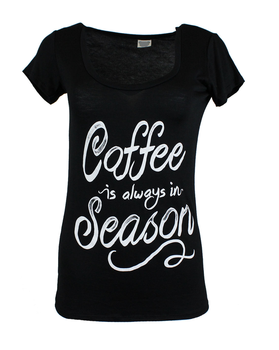Niobe Clothing Coffee is Always in Season Scoop Neck Shirt in Black - T-Shirts g_shirts
