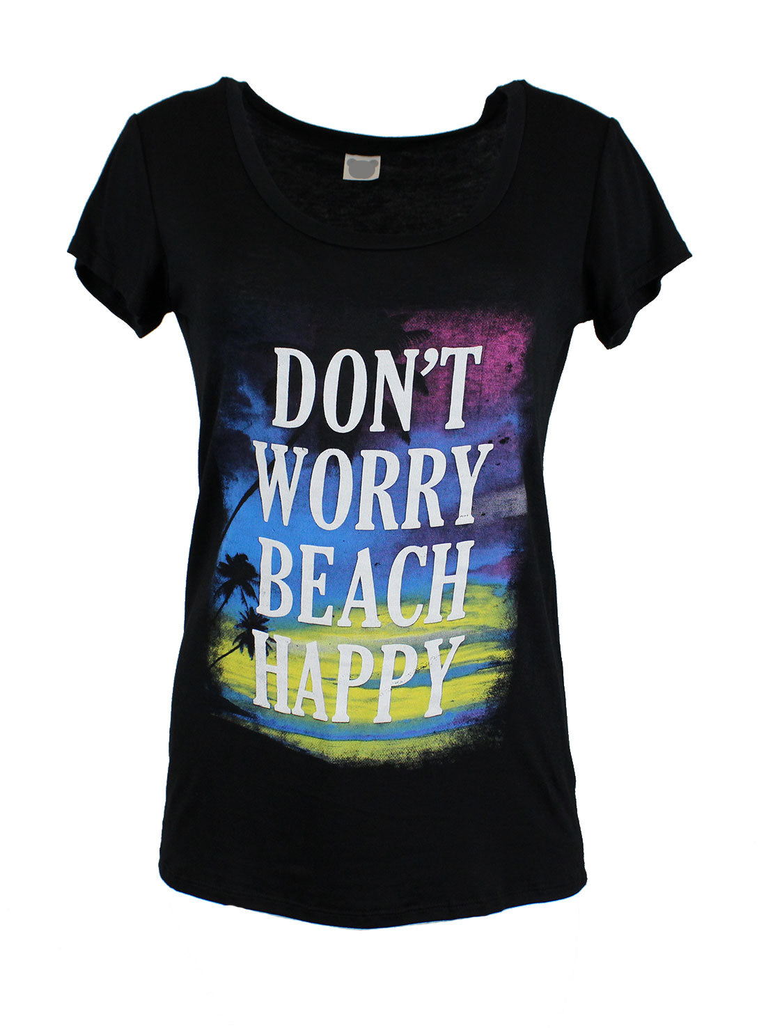 Niobe Clothing Don't Worry Beach Happy Scoop Neck Shirt - T-Shirts g_shirts