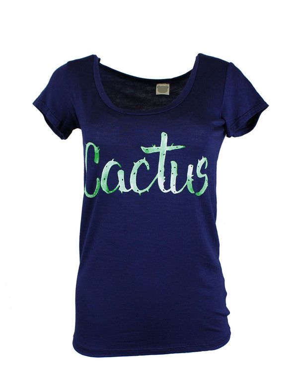 Cactus Scoop Neck Shirt Tops- Niobe Clothing
