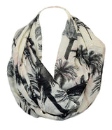 Niobe Clothing Palm Tree Color Splash Design Infinity Loop Scarf (Ivory) - Scarves
