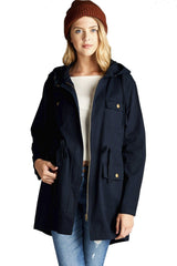 Niobe Clothing Mid Length Utility Jacket in Navy - Jackets