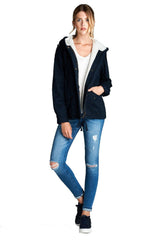 Niobe Clothing Faux Fur-Lined Contrast Anorak Parka Jacket in Navy - Jackets
