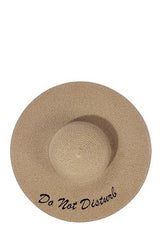 Niobe Clothing 'Do Not Disturb' Embroidered Floppy Sun Straw Hat in Brown - Hats