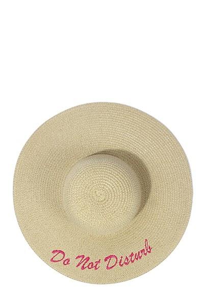 Niobe Clothing 'Do Not Disturb' Embroidered Floppy Sun Straw Hat in Natural - Hats