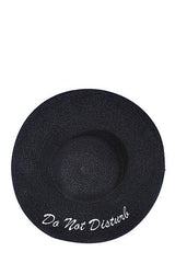 Niobe Clothing 'Do Not Disturb' Embroidered Floppy Sun Straw Hat in Black - Hats