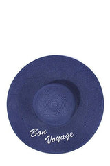 Niobe Clothing 'Bon Voyage' Embroidered Floppy Sun Straw Hat in Navy - Hats