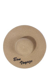 Niobe Clothing 'Bon Voyage' Embroidered Floppy Sun Straw Hat in Brown - Hats
