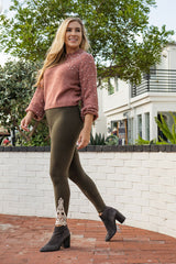 Cotton Full Length Ankle Lace Leggings leggings- Niobe Clothing