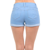 Wax Mid Rise Junior Push Up Denim Shorts - f_bottoms
