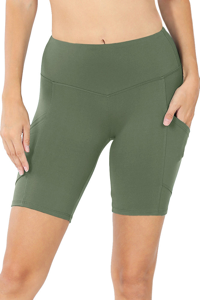 Zenana High Waist Active Biker Running Yoga Shorts w/ Pockets - Jogger Shorts sb_bottoms