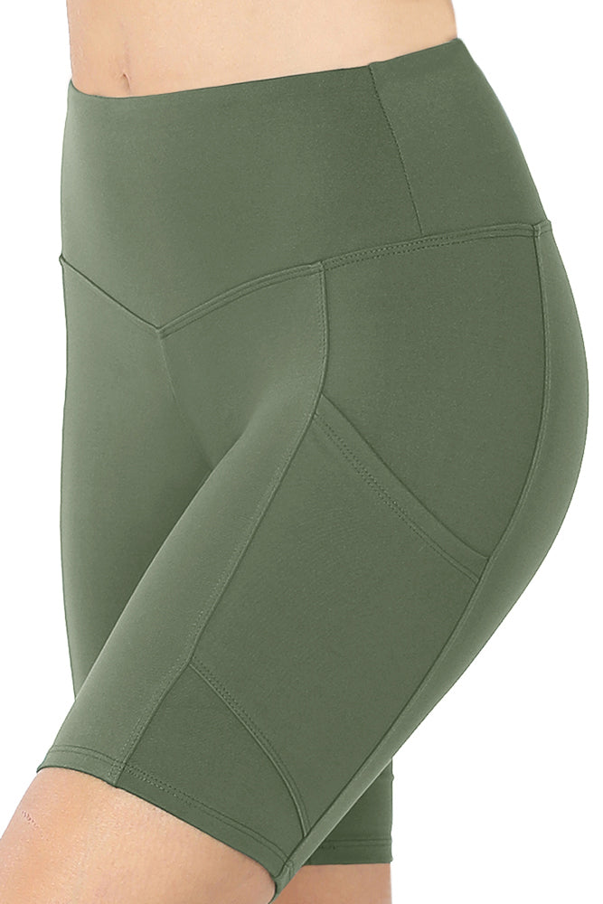 Zenana High Waist Active Biker Running Yoga Shorts w/ Pockets - Jogger Shorts sb_bottoms