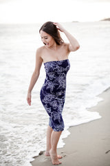 DNA Floral Reflection Strapless Bodycon Mini Tube Dress - dress