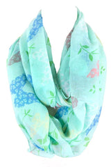 Soft Butterflies & Floral Pattern Infinity Loop Scarf Scarves- Niobe Clothing