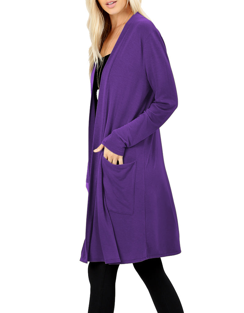 Zenana Long Sleeve Draped Long Cardigan - Cardigans sb_outerwear
