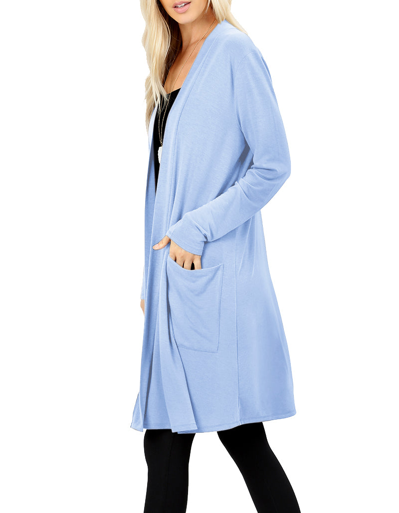 Zenana Long Sleeve Draped Long Cardigan - Cardigans sb_outerwear