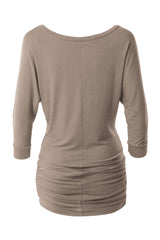 Niobe Clothing 3/4 Sleeve Dolman Top with Side Shirring - Tunics